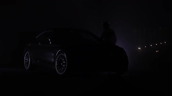 SAN FRANCISCO, CALIFORNIA, USA. October, 2018. Male Driver Starts the Engine Nd Drives with alt