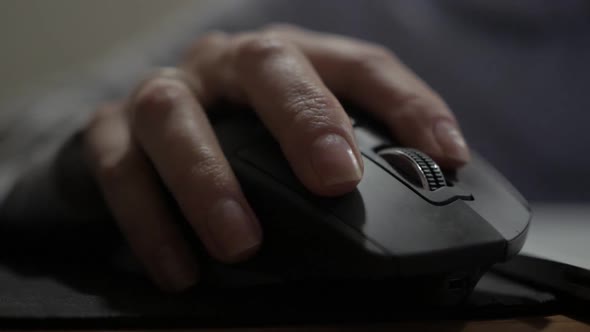 Woman's Hand Uses Computer Mouse