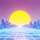 80s retro futuristic sci-fi seamless loop. Retrowave VJ video game landscape, neon lights. - VideoHive Item for Sale