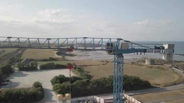 Irish Crane And Lifting Company Crane In Balbriggan, Seaside Town In Ireland. Builders Build New Hou alt