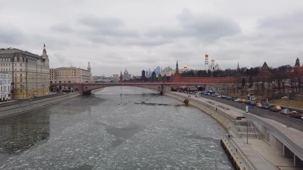 View of the Moscow Kremlin and the Bolshoy Kamenny Bridge