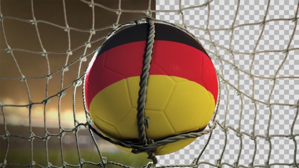 Soccer Ball Scoring Goal Night Frontal - Germany