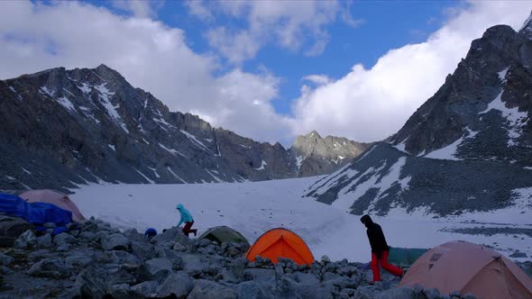 Timelapse of the Assault Mountain Camp Near Russian Mountain Belukha