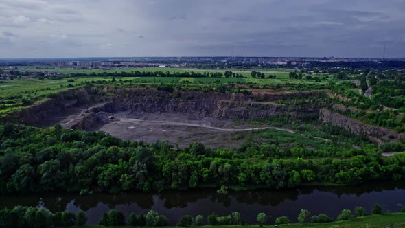 Dumpers and Machines are Working in the Quarry Mine alt