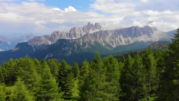 Croda Da Lago Ridge in Dolomites Mountains. Drone video in beautiful Italian Dolomites Mountains alt