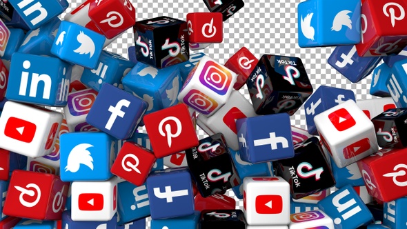 Social Media Icons Transition - Facebook, Linkedin, Twitter, Youtube, Instagram, Pinterest, Tiktok