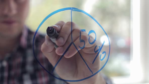 A Man Draws a Graph on a Glass Board alt