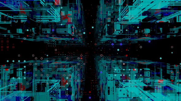 Flying Through Abstract Sci Fi Futuristic Tunnel Loop alt