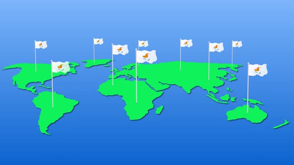 Flag Of Cyprus Around The World Flying Wave Animation alt