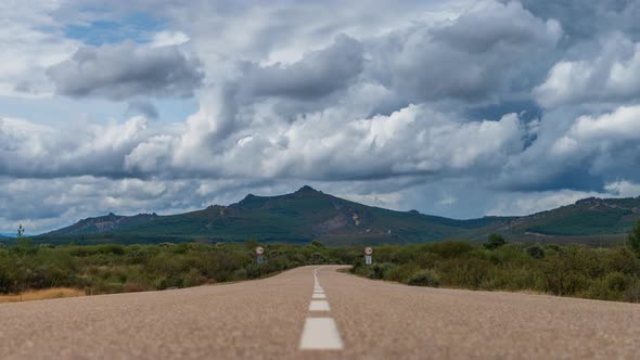 Straight Road To the Mountain Peak Time-lapse