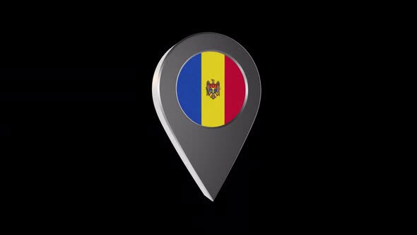 3d Animation Map Navigation Pointer With Moldova Flag With Alpha Channel - 2K alt