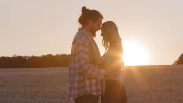 Silhouettes Two People Married Couple Farmers Bearded Man Husband Boyfriend and Woman Girl Wife alt
