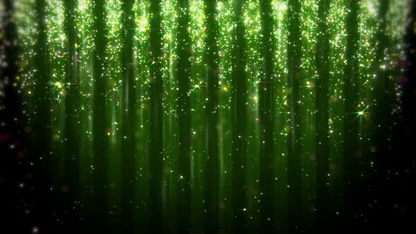 Abstract Green Particle Confetti and Glitter Rain 