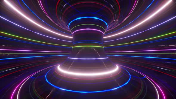 Abstract Futuristic Neon Background with Rotating Glowing Lines Speed of Light Ultraviolet Rays alt