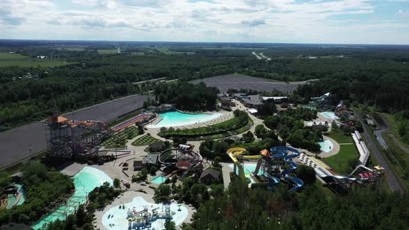 empty waterpark resort fro above alt