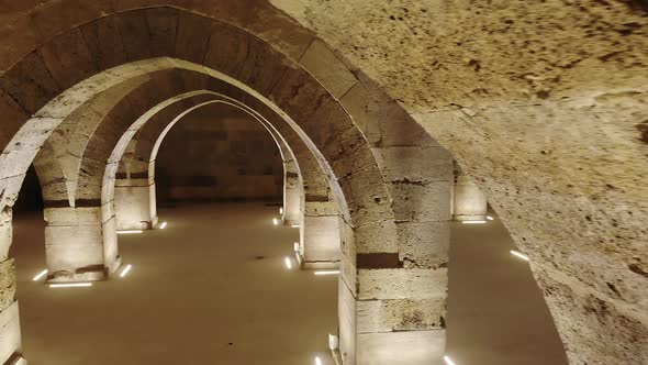 Interior of Historical Monumental Building With Stone Arches and Domes alt