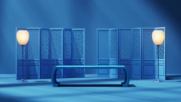 Empty stage with Chinese style background alt