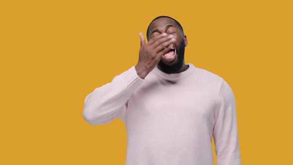 Sleepy Bored Young Man Yawning alt