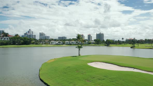 Florida Tropical Nature, USA. Cinematic Video of Scenic Golf Course on Sunny Day alt