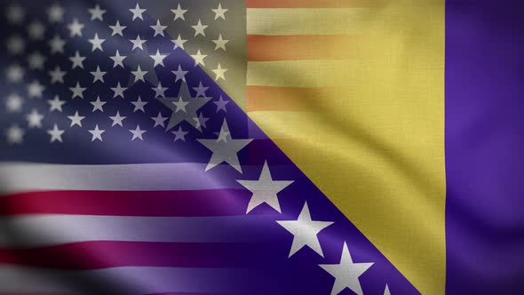 USA Bosnia And Herzegovina Flag Loop Background 4K