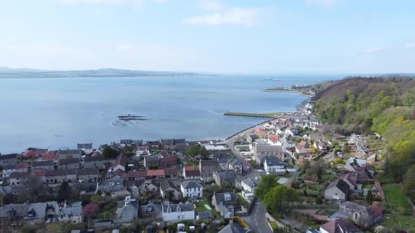 Harbour And Village View. Limekilns Village On The Banks Of The Firth Of Fort, Fife, Scotland alt