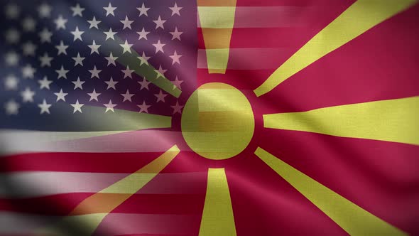 USA Macedonia Flag Loop Background 4K