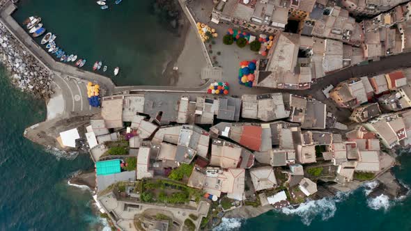 Aerial View of the Colorful Village of Vernazza in the Cinque Terre Reserve Italy alt