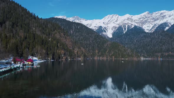 Panoramic View of Ritsa Lake in Abkhazia alt