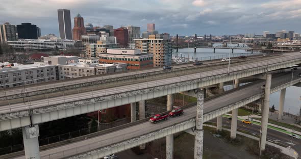 Portland Highway Close Fast Motion Aerial 500 Percent