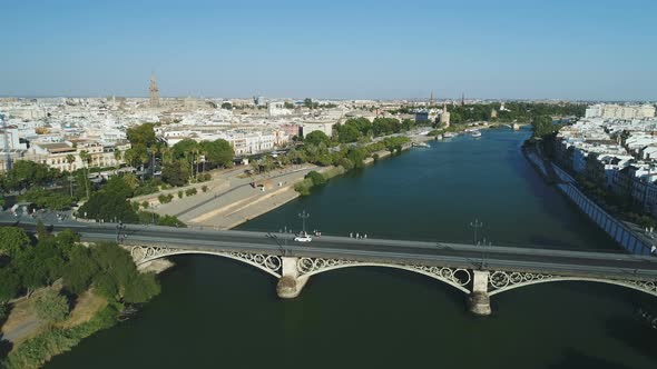 Aerial View Of Evening In Seville City