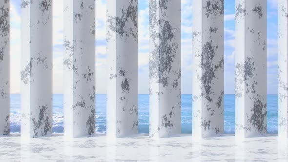 Marble Square Pillars At The Sea View