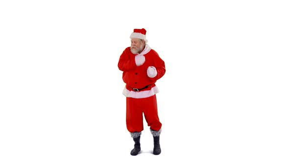 Santa claus dancing against white background alt