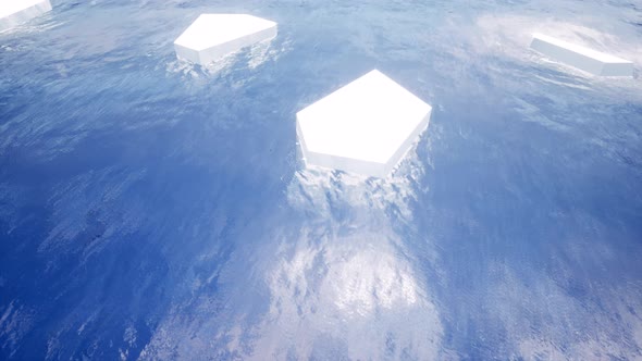 Blue Iceberg on Ocean Ecology Concept Nature Landscape Extreme Sea Wave Copy Space alt