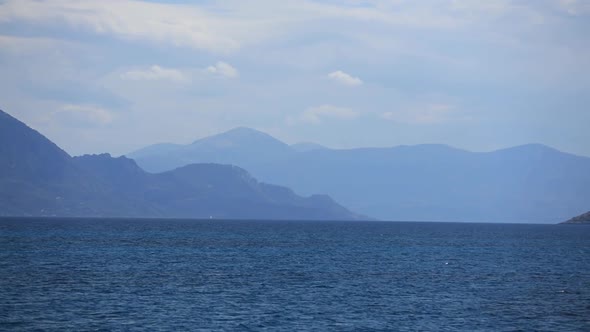 view on mountains and sea in Greece