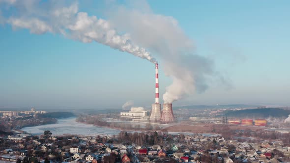White Smokestack Pollution From Coal