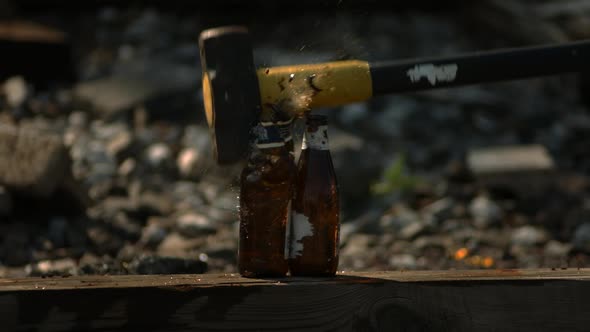 Glass bottle smashed in ultra slow motion 1500fps - BOTTLE SMASH PHANTOM  alt