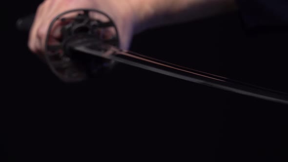 Samurai Sword Katana in Hand. Katana Sword Holding in Samurai Hand Prepare To Flighting alt