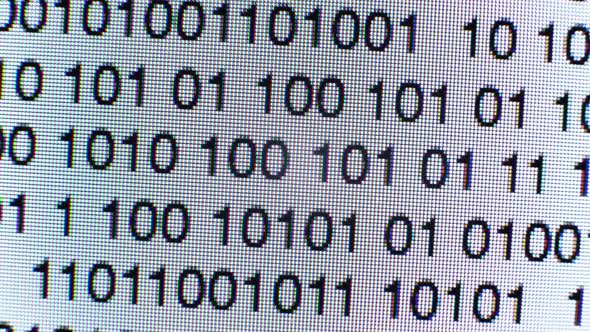 Binary code on a computer screen