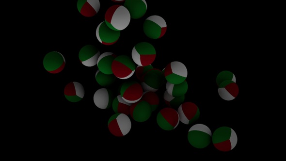 A set of moving balls mixed with the Italian flag Isolated by Alpha channel alt