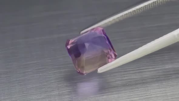 Natural Ametrine on the Grey Background