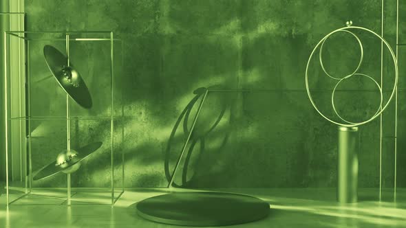 Stylish Modern Art Design Pedestal Scene Green Background