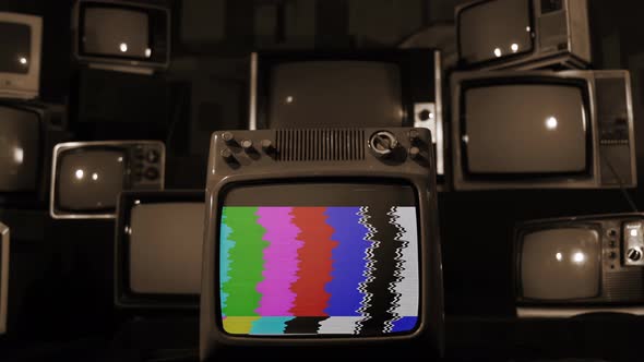 Retro Television Set with Green Screen Explosion. Sepia Tone. 4K Version.