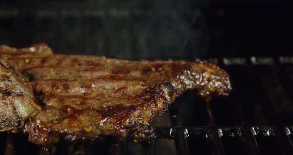T-Bone Steak On The Hot Flaming Grill 45b