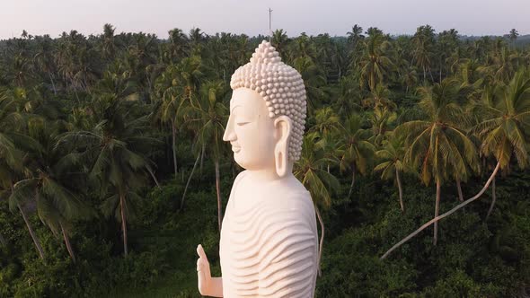 Aerial Footage of Buddha Statue - Tsunami Memorial in Peraliya