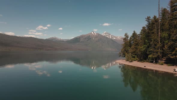 cinematic Lake Mcdonald, national forest and mountains alt