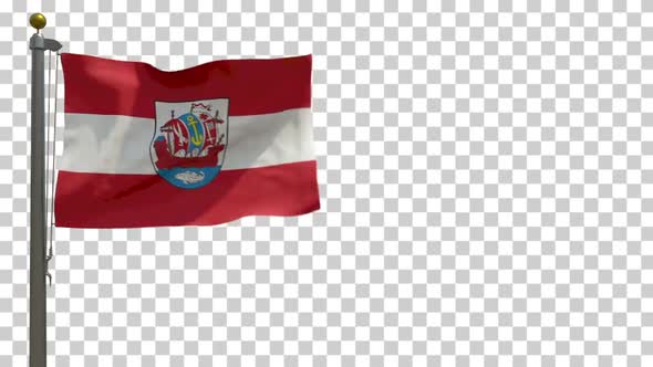 Bremerhaven City Flag (Germany) on Flagpole with Alpha Channel - 4K alt