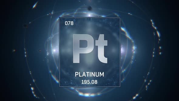 Platinum as Element 78 of the Periodic Table 3D illustration on blue background