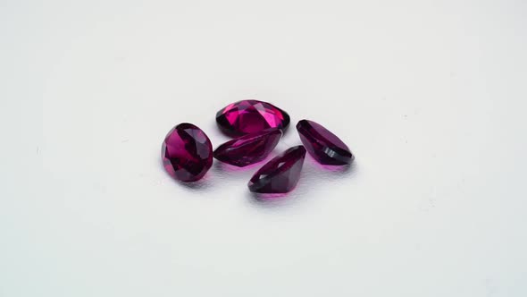 Natural Red Rhodolite Gemstone on the Turning Table