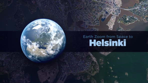 Helsinki (Finland) Earth Zoom to the City from Space