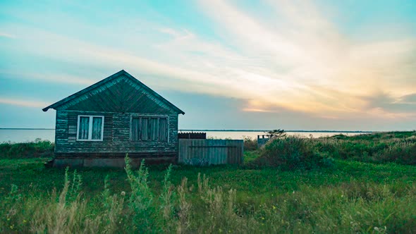 TimeLapse of Old Wooden House By the Sea